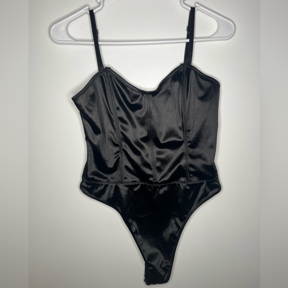 Black Corset/Bustier Style Forever 21 Thong Bodysuit Size Large